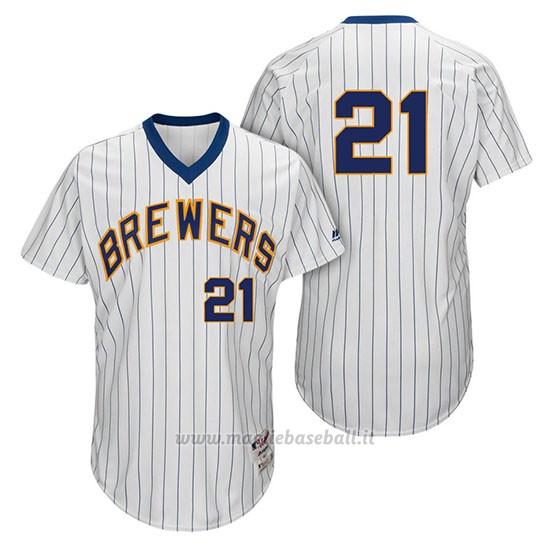 Maglia Baseball Uomo Milwaukee Brewers Travis Shaw Bianco 1982 Turn Back The Clock
